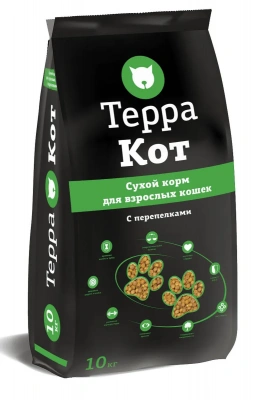 Терра Кот 10кг перепелка сухой для взрослых кошек (772420) фото