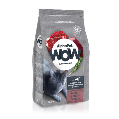 AlphaPet WOW (АльфаПет) 0,75кг с говядиной и печенью сухой для домашних кошек (650822) фото