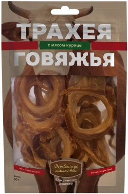 Деревенские лакомства 0,05кг трахея говяжья с мясом курицы для собак (72500002) фото