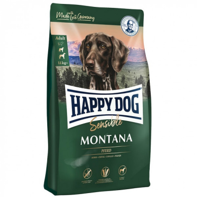 Happy Dog Supreme Sensible Montana 10кг конина с картофелем монобелок сухой для собак средних и крупных пород при пищевой аллергии