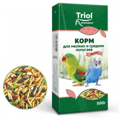 Triol Standard 0,5кг корм Экстра для мелких и средних попугаев 