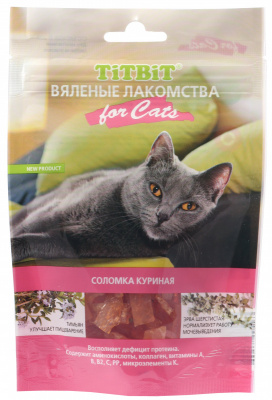 TiTBiT 0,05кг вяленые лакомства Соломка куриная для кошек