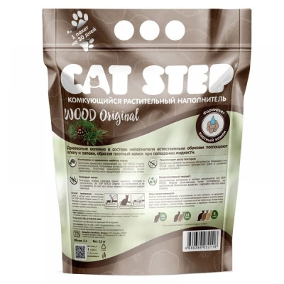 Наполнитель (Cat Step) 5л Wood Original растительный комкующийся наполнитель для кошек  АКЦИЯ фото