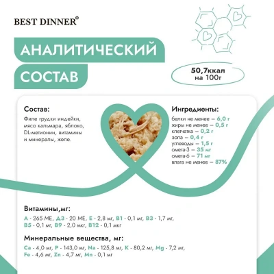 Best Dinner Cat Holistic 0,075кг индейка с кальмарами в желе для стерилизованных кошек (407323) фото