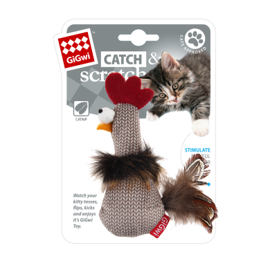 Игрушка для кошек Петух с кош.мятой 10*6*3 см текстиль/перья  (И-75403)