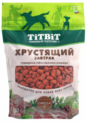 TiTBiT 0,7кг Завтрак хрустящий с говядиной для собак всех пород