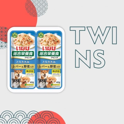 Inaba Twins 2*0,040кг Курица и куриная печень с овощами паучи для собак фото