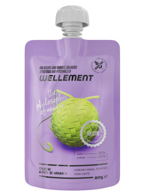 Wellement 0,08кг Утка с креветкой кремовый топпинг для кошек фото