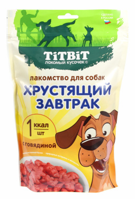 TiTBiT 0,35кг завтрак хрустящий с говядиной для собак всех пород
