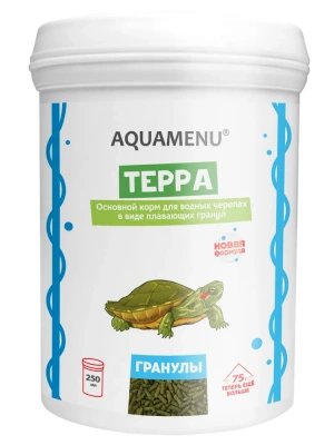 Аква Меню 0,075кг/0,25л Терра гранулы корм для водных черепах, банка 