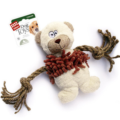 Игрушка д/собак "Мишка с веревками" с пищ. 18см,, иск.мех/верев. (И-75064)