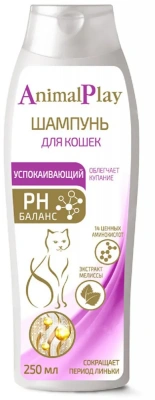 Шампунь (Animal Play) успокаивающий с экстрактом мелиссы для кошек, 250мл фото