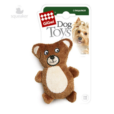 Игрушка (GiGWi) Мишка с 2-мя пищалками 9см, иск. мех (И-75023) для собак