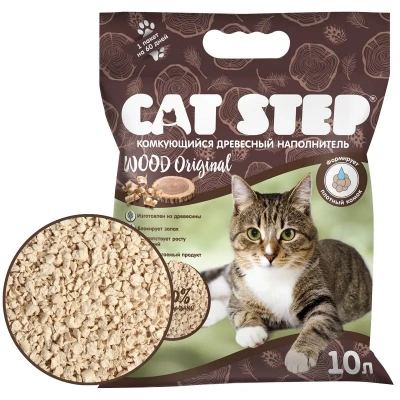 Наполнитель (Cat Step) Wood Original 10л (4,6кг) растительный комкующийся для кошек фото