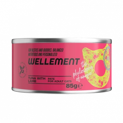 Wellement 0,085кг тунец с ягнёнком паштет для взрослых кошек фото