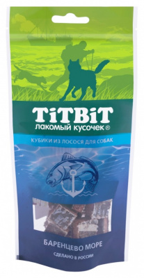 TiTBiT 0,075кг Лакомый кусочек кубики из лосося для собак
