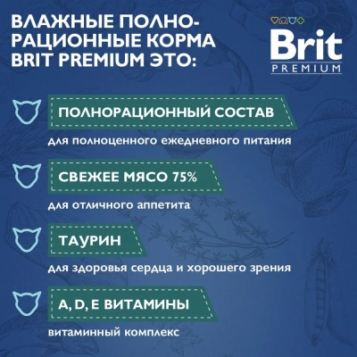 Brit Premium 0,085кг утка в соусе пауч для взрослых кошек (5048908) фото