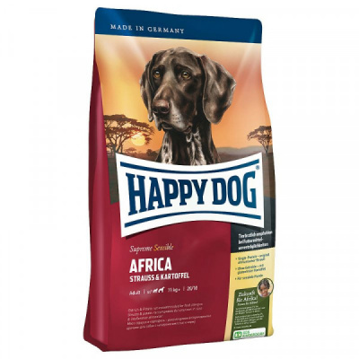 Happy Dog Supreme Sensible Africa 1кг страус с картофелем монобелок для собак средних и крупных пород при пищ.аллергии