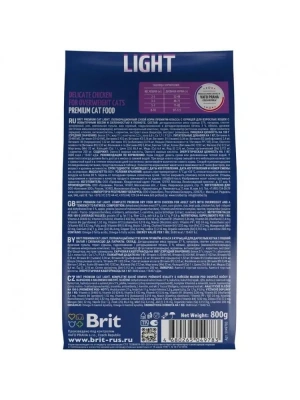 Brit Premium Cat Light 0,8кг курица сухой для кошек с избыточным весом (5049783) фото