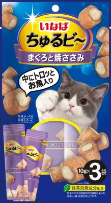 Inaba Churu Bee 3*0,01кг Куриное филе и запечённый тунец Магуро лакомство запечённые трубочки для кошек (644627) фото