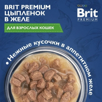 Brit Premium 0,085кг цыпленок в желе пауч для взрослых кошек (5050161) фото