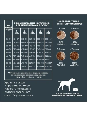 AlphaPet Superpremium (АльфаПет) 1,5кг с говядиной и рубцом сухой для щенков до 6 мес., беременных и кормящих собак крупных пород (651645) фото