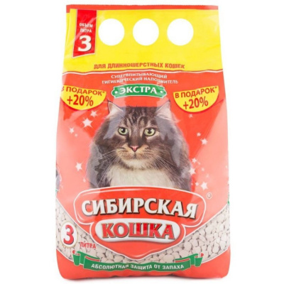 Наполнитель (Сибирская кошка) 3л Экстра впитывающий для длинношерстных кошек фото