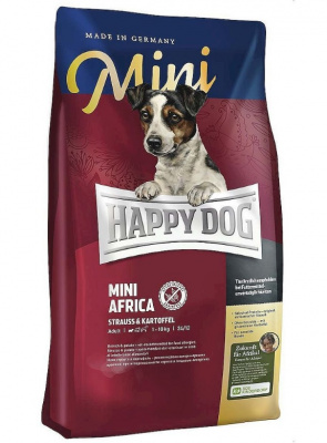 Happy Dog Supreme Mini Africa 0,3кг мясо страуса монобелок сухой для собак мелких пород при пищевой аллергии (071016)