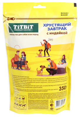 TiTBiT 0,35кг завтрак хрустящий с индейкой для собак всех пород  фото