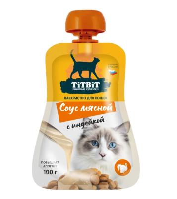 TiTBiT 0,1кг соус мясной с индейкой лакомство для кошек фото