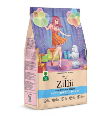 ZILLII (Зилли) Dog Adult 0,8кг белая рыба и лосось сухой для собак (350563) фото