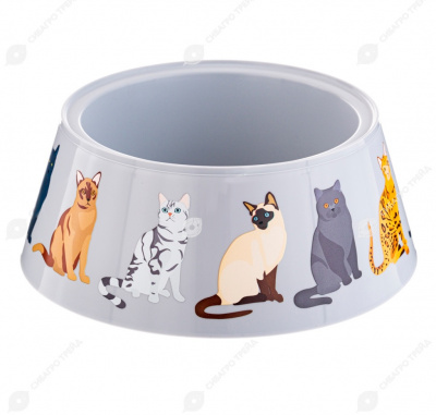 Миска (Zoo Plast) "Cats" 0,7л, серая (19*19*7,5см)