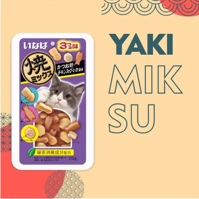 Inaba Yakimiksu 0,025кг со вкусом кацуобуси, куриного бульона и кальмара лакомство для кошек фото