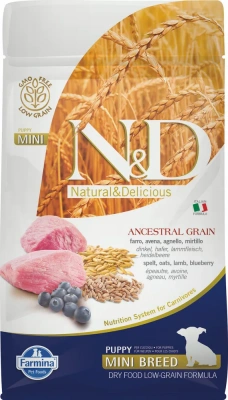 Farmina (Фармина) N&D Low Grain Ancestral Grain 0,8кг низкозерновой ягненок и черника сухой для щенков мелких пород (4022) фото