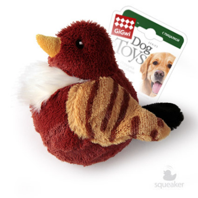 Игрушка д/собак Птичка с большой пищалкой 15 см, иск.мех (И-75218)