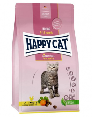 Happy Cat Junior 0,3кг домашняя птица сухой для котят с 4 мес до 12 мес (139945)