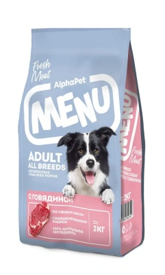 AlphaPet Menu (АльфаПет) 2кг говядина сухой для собак (652741) фото