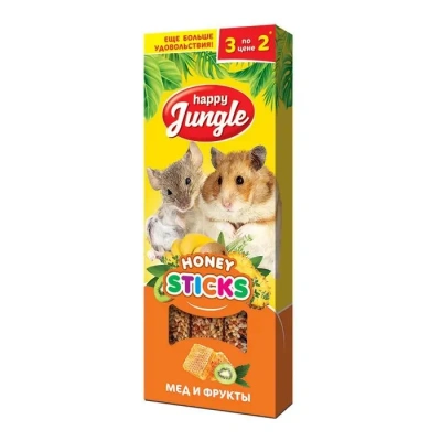 Happy Jungle 0,09кг палочки для мелких грызунов мед+фрукты (3шт) (22) фото