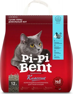 Наполнитель (Pi-Pi-Bent)  5кг Classic (бумажный крафт-пакет) комкующийся для кошек фото