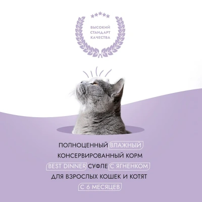Best Dinner Мясные деликатесы 0,085кг суфле с ягненком (для взрослых и котят с 6 месяцев) для кошек (263594) фото