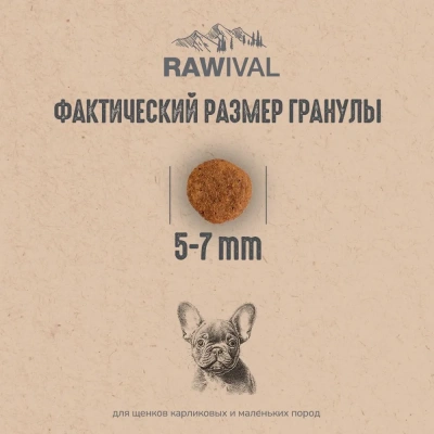 RAWIVAL Gifts of Fields & Branches ягнёнок с перепелом для щенков карликовых и маленьких пород 2,5кг фото