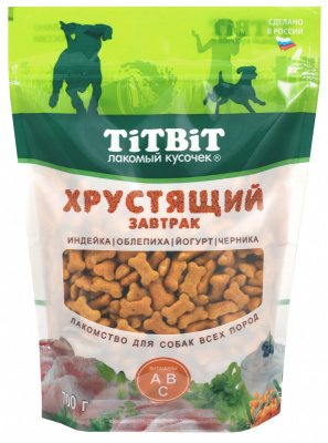 TiTBiT 0,7кг Завтрак хрустящий с индейкой для собак всех пород
