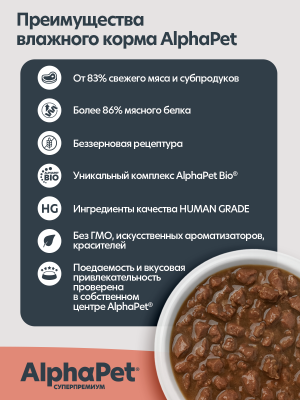 AlphaPet Superpremium Monoprotein (АльфаПет) 0,08кг индейка мясные кусочки в соусе для кошек (657920) фото