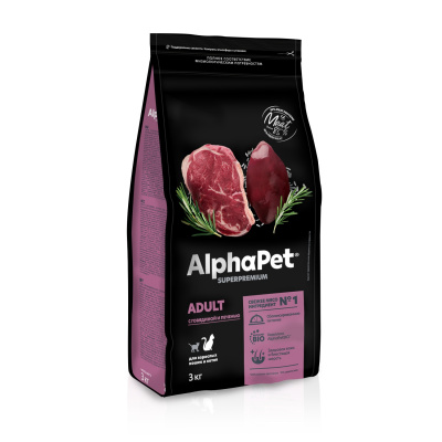 AlphaPet Superpremium (АльфаПет) 3кг с говядиной и печенью сухой для домашних кошек (650860) фото