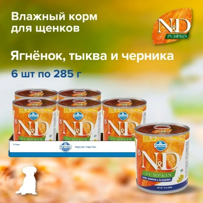 Farmina (Фармина) N&D 0,285кг DOG LAMB, PUMPKIN&BLUEBERRY PUPPY с тыквой, ягненком и черникой для щенков фото