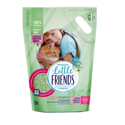 Наполнитель (Little Friends) 5л Тофу Bamboo комкующийся, с ароматом бамбука фото