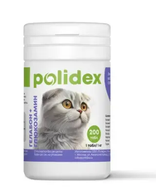 Polidex Gelabon + глюкозамин 200таб. витамины для кошек фото