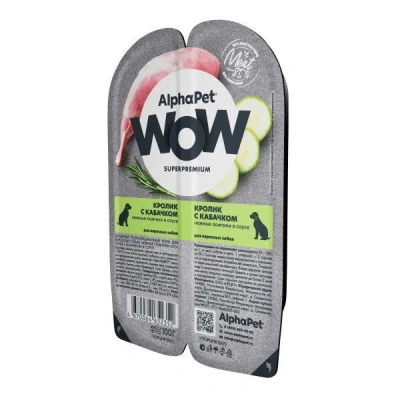AlphaPet WOW (АльфаПет) 0,1кг кролик и кабачок ломтики в соусе для собак (652352) фото