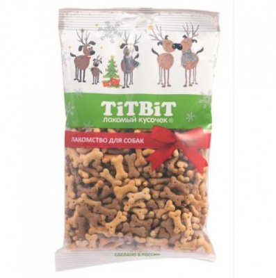 TiTBiT 0,12кг бисквиты Мясные косточки мини для собак (Новогодняя коллекция) 