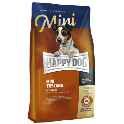 Happy Dog Supreme Mini Toscana 1кг утка лосось сухой для собак мелких пород с чувствительным пищеварением и избыточным весом (071177)